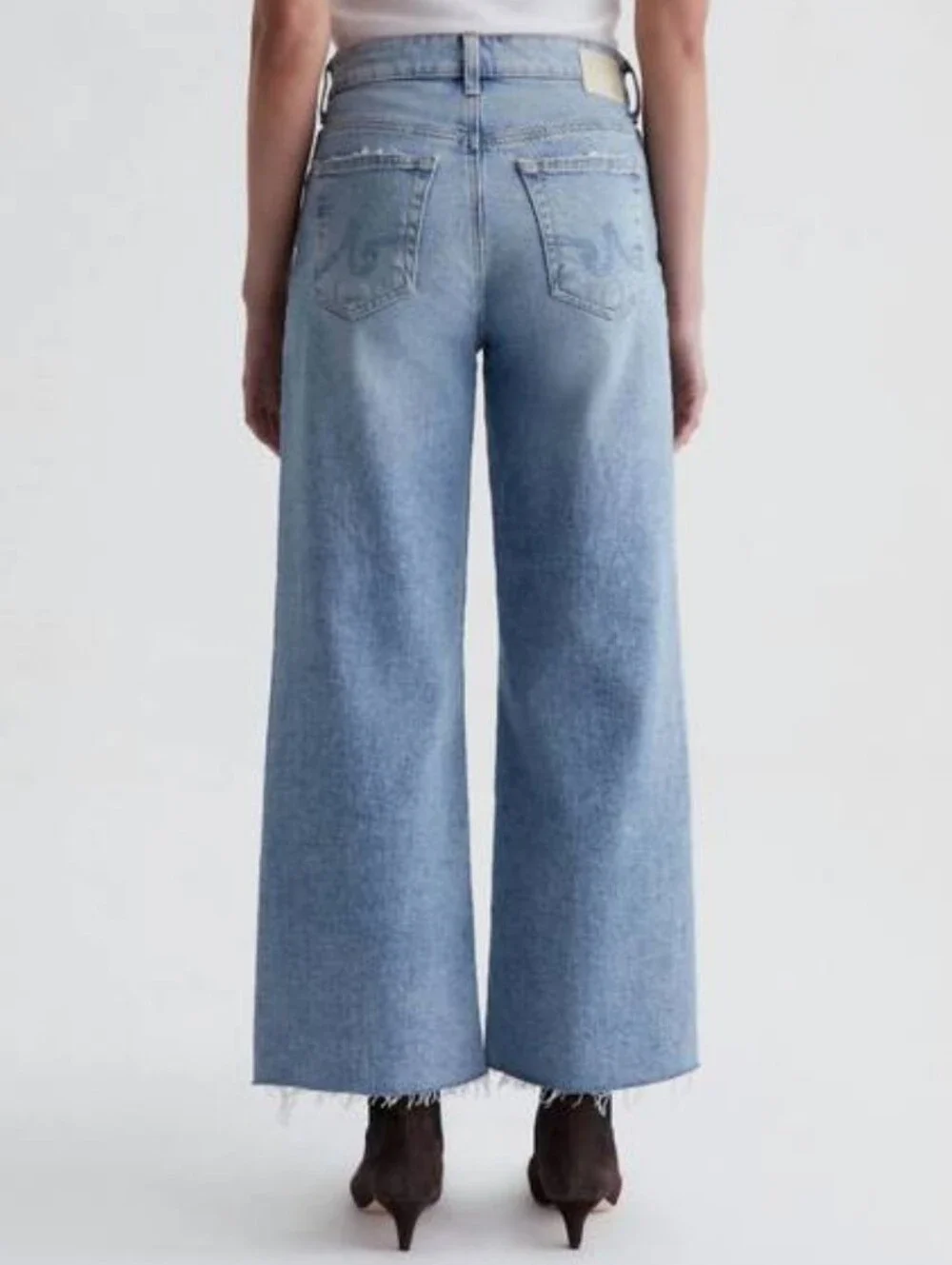 AG Saige Wide Leg Crop High Rise Jeans Eclipsed Blue Light Wash Denim Size 25